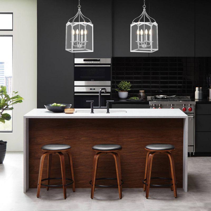 11" LED 4-light Ruth Classic Lantern Metal/Glass Pendant Silver - JONATHAN Y: ETL Listed, Adjustable Height