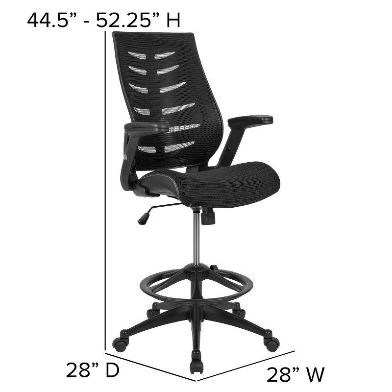 High Back Black Mesh Ergonomic Drafting Chair with Adjustable Arms