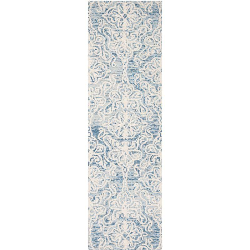 Blossom BLM112 Hand Tufted Indoor Runner Rug - Blue/Ivory - 2'3"x12' - Safavieh