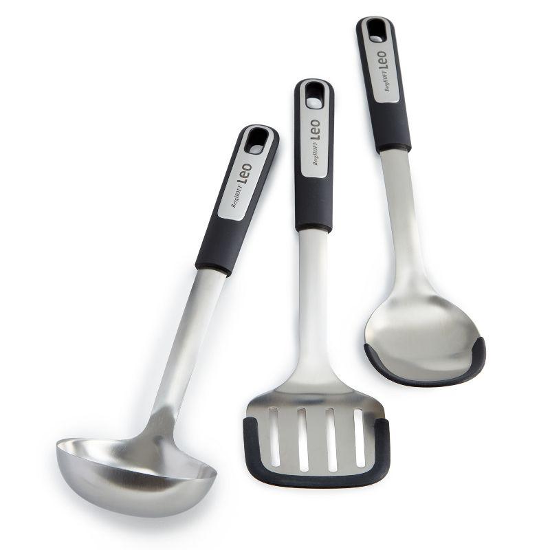 BergHOFF Leo Graphite 3Pc Stainless Steel Utensil Set With Silicone Head, Recycled Material