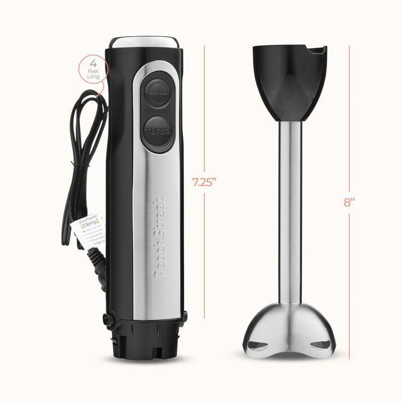 Peach Street Electric Immersion Blender Handheld, 500W Turbo Mode, Hand Kitchen Blender Stick for Soup, Smoothie, Puree, Baby Food, Stainless Steel