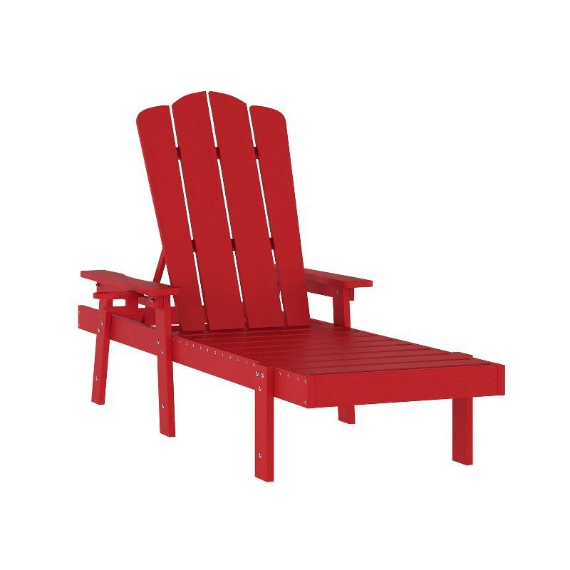 Red Adjustable Plastic Adirondack Lounger with Cupholder