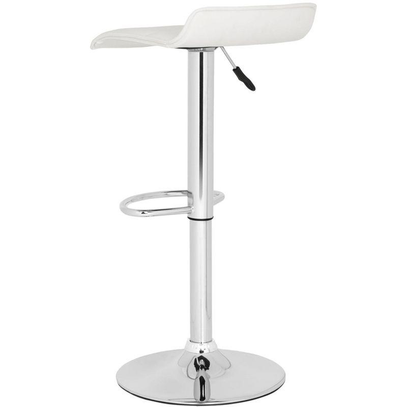 Lamita White Adjustable Swivel Bar Stool with Chrome Base