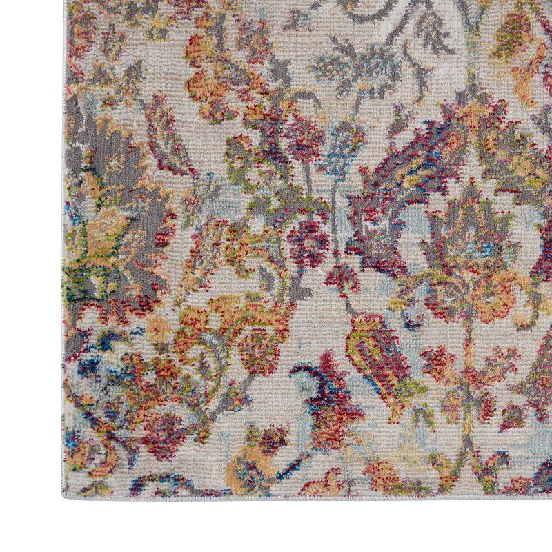 Global Vintage GLB06 Ivory/Blue Area Rug Colorful Vintage Damask By Nourison