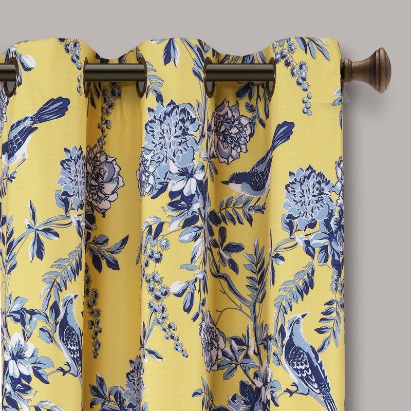 Lush Decor Farmhouse Bird And Flower Polyester Curtain Pair (Set of 2)