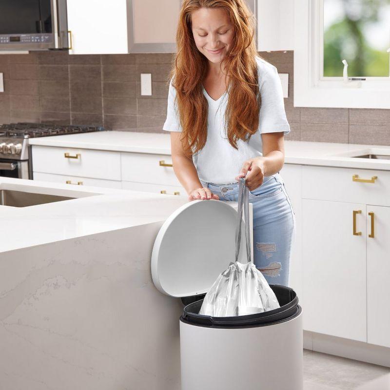 Plasticplace 13 Gallon Extra Tall Drawstring Kitchen Bags, 200 Count, White