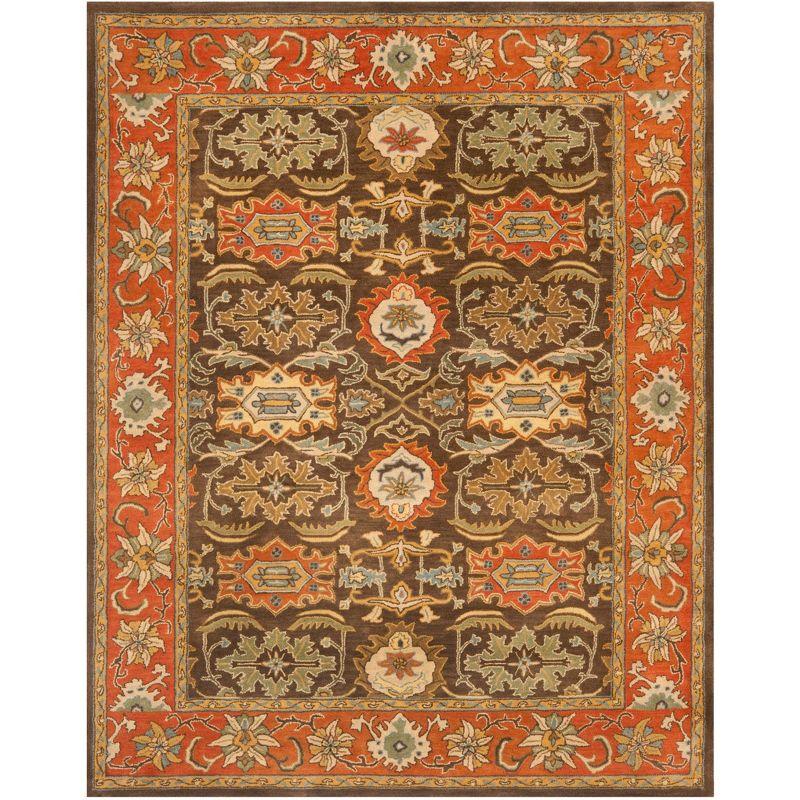 Heritage HG734 Handmade Area Rug - 7'6"x9'6" - Chocolate/Tangerine - Safavieh