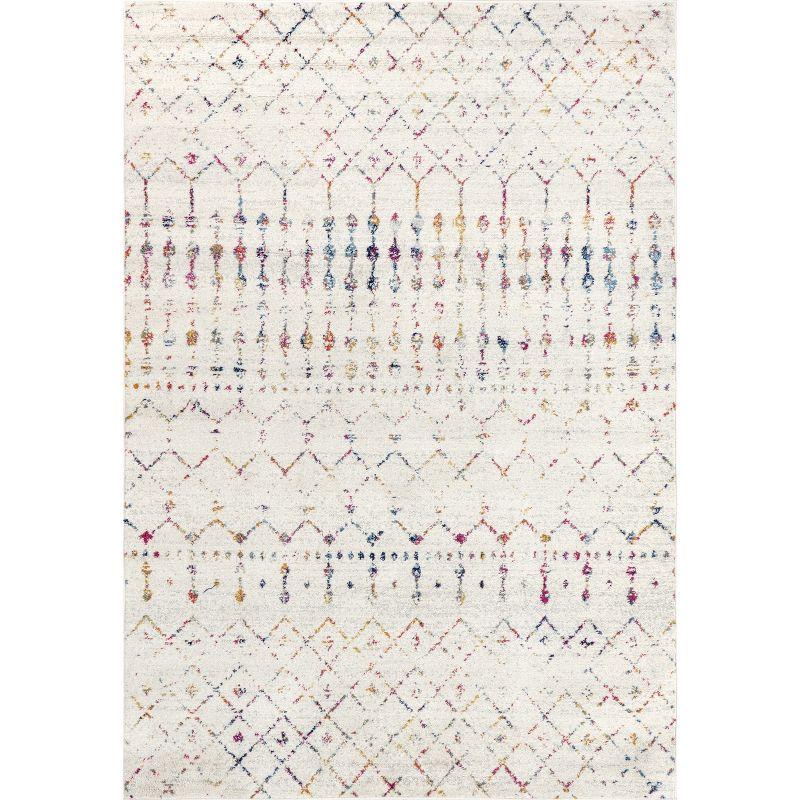 Nuloom 6 Square Moroccan Blythe Indoor Area Rug, Light Multicolor, Faded Bohemian Design, Stain Resistant, BedroomLiving Room, Kitchen,