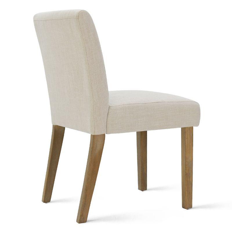 North Linen Dining Chairs Set Of 2,Beige Upholstered Parsons Chairs With Rubberwood Legs-Maison Boucle
