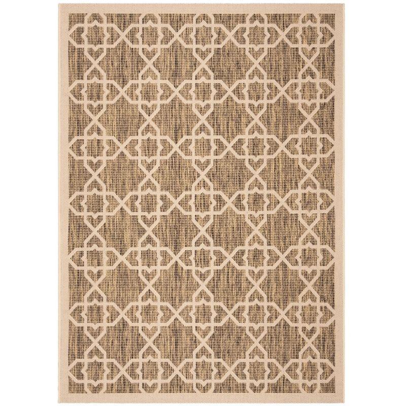 Courtyard CY6032 Power Loomed Indoor and Outdoor Area Rug - Brown/Beige - 4'x5'7" - Safavieh