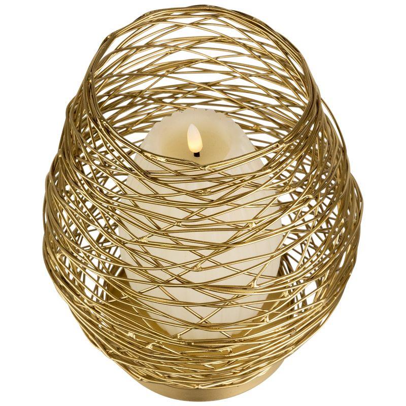 Northlight Medium Woven Iron Votive Candle Holder - 8.5" - Brass Finish