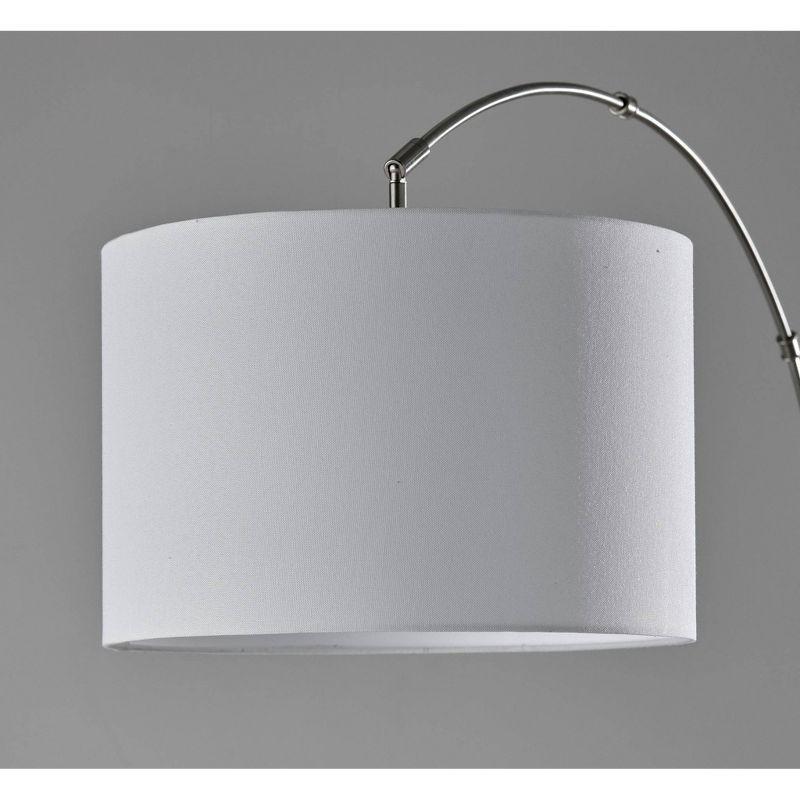 Adesso Rigley Arc Lamp Steel: Modern Polyester Shade, ETL Listed, Metal Body, 71" Height