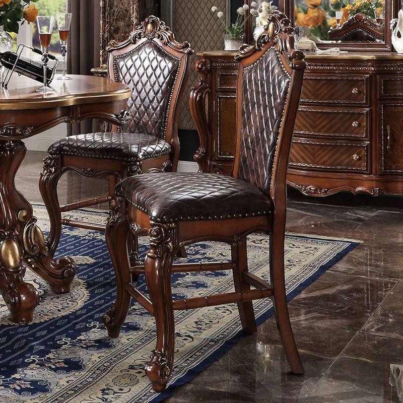 Picardy Cherry Oak Faux Leather Counter Height Chair Set