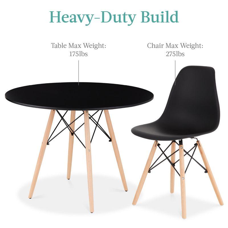 Best Choice Products 5-Piece Compact Mid-Century Modern Dining Set w/ 4 Chairs, Wooden Legs - Black/Oak
