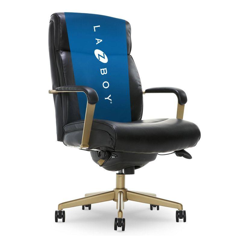 Modern Executive Black Bonded Leather Office Chair with Copper Base