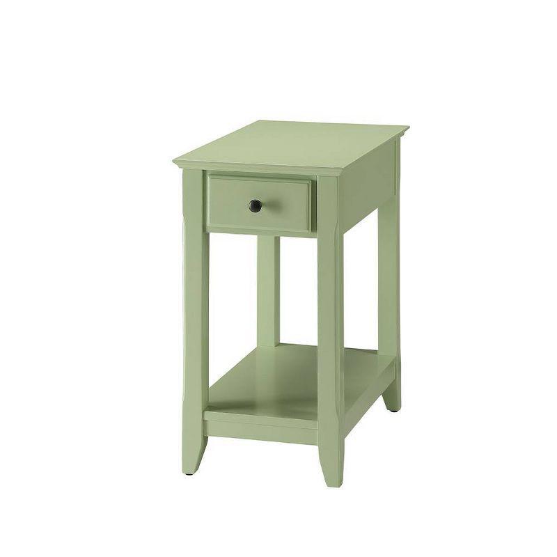 Acme Furniture 13" Bertie Accent Table Light Green Finish: Wood Composite, Beveled Edges, Drawer Storage, No Assembly Required