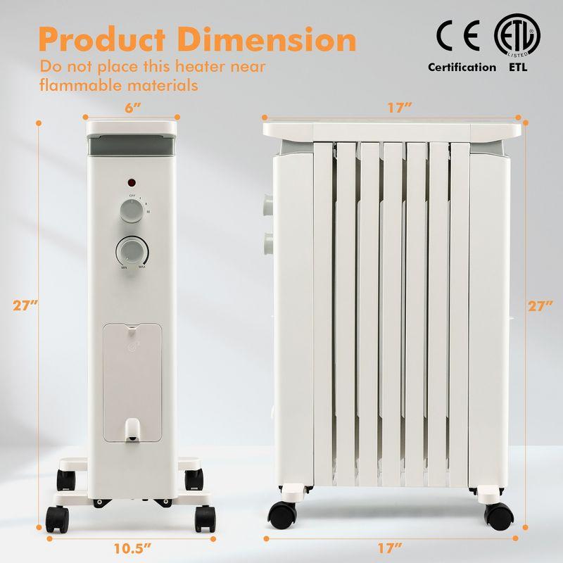 Costway 1500W Oil Filled Radiator Heater Electric Space Heater w/ Humidifier White\Black