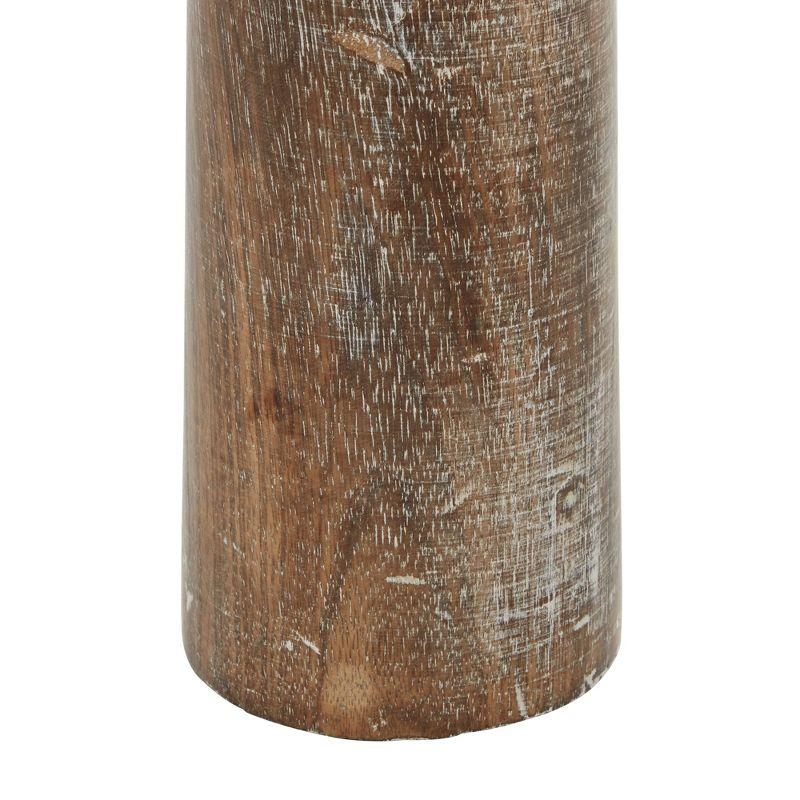 Olivia & May Set of 3 Rustic Cylindrical Mango Wood Candle Holders Brown: Modern Decor, Fits Pillar Candles