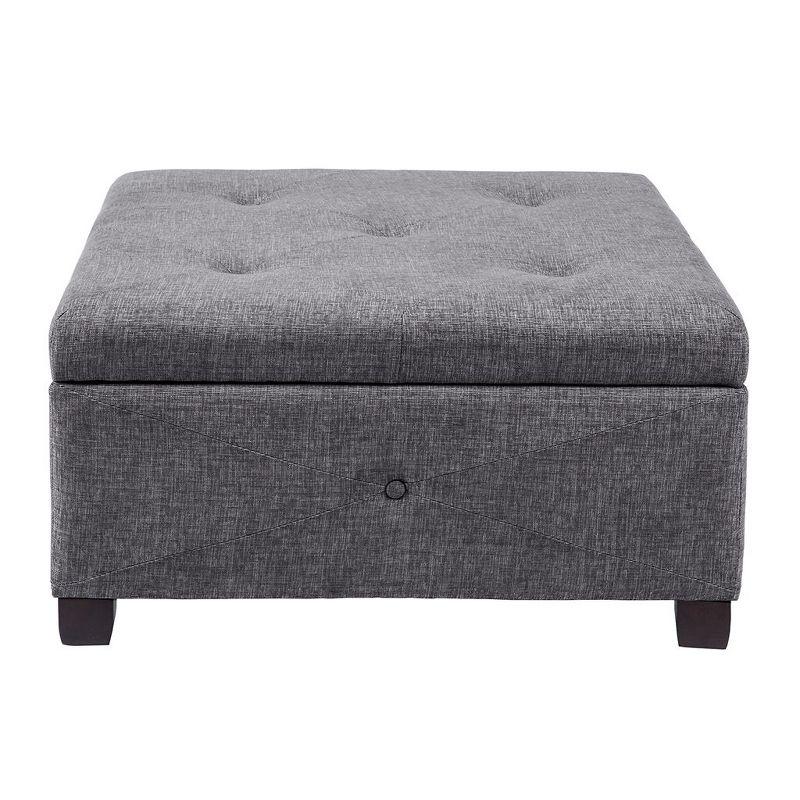 Della Button Tufted Square Storage Ottoman