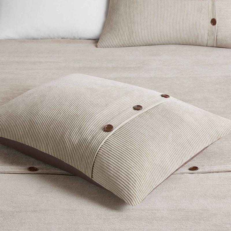 Tan Corduroy Full/Queen Duvet Cover Set with Microfiber Reverse