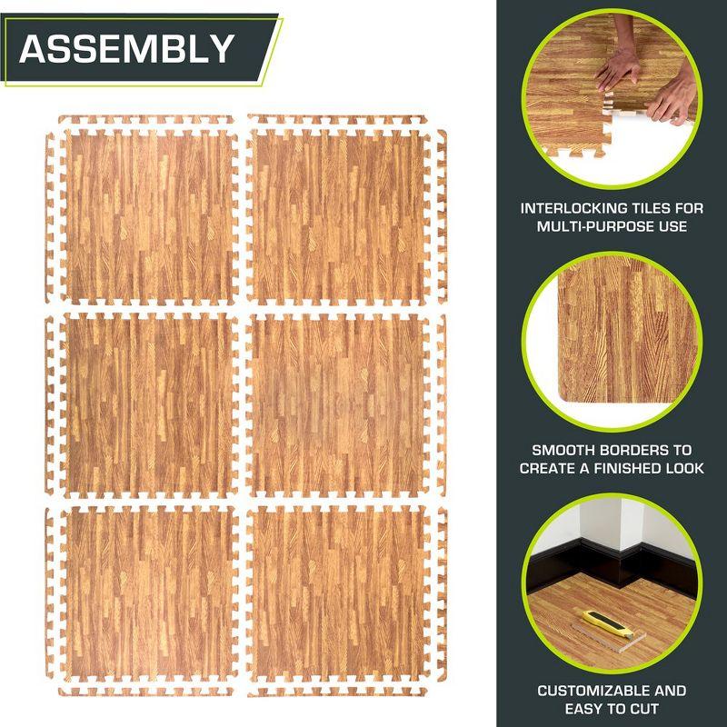 Wood Grain Puzzle Mat 1/2-in, Light Oak, 24 Sq Ft - 6 Tiles