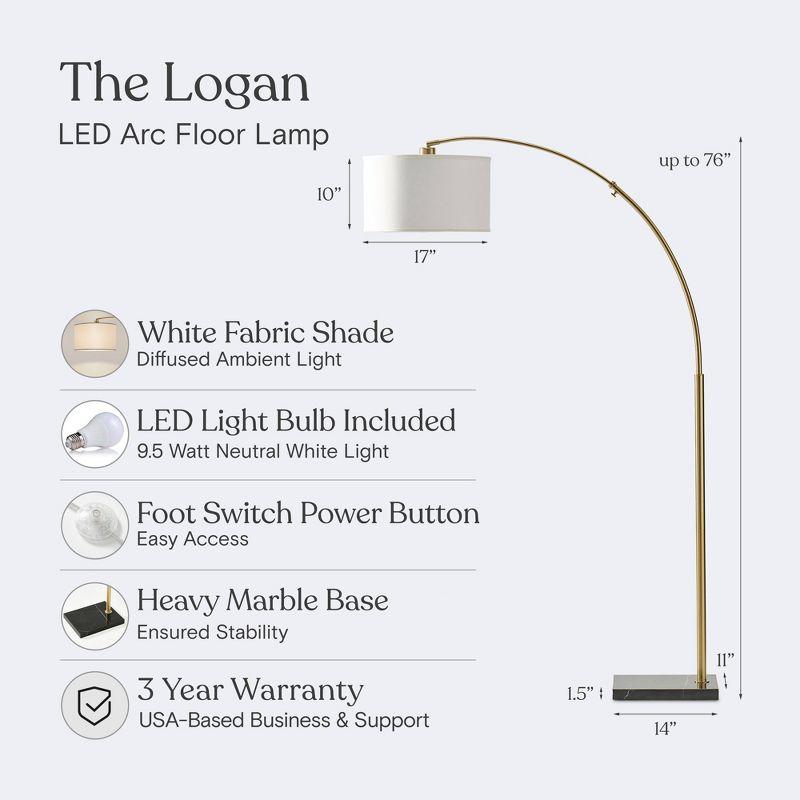 Logan 76 in. Modern Adjustable and Extendable LED Floor Lamp with Fabric Drum Shade