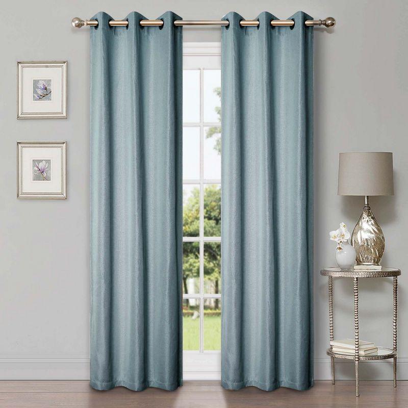 Teal Linen Blackout Window Panel Curtains, 42" x 96"