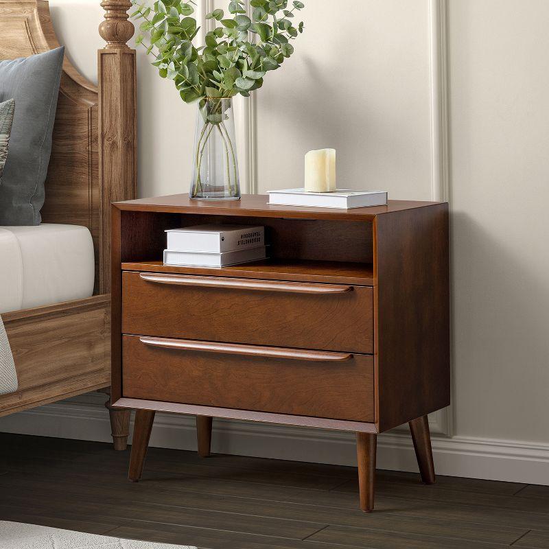 Margery Mid-century Modern 2 - Drawer Nightstand with  Built-In Outlets | HULALA HOME