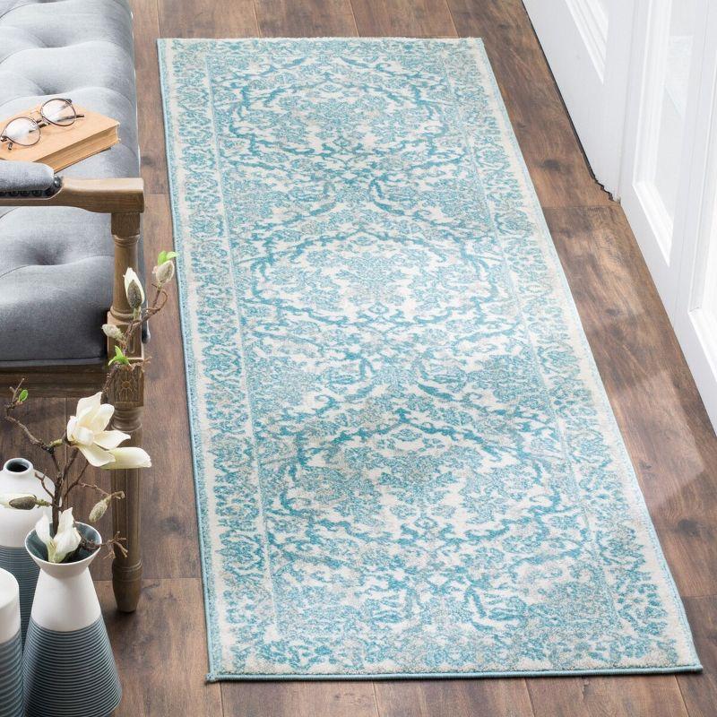 Evoke EVK242 Power Loomed Indoor Runner - Ivory/Light Blue - 2'2"x9' - Safavieh