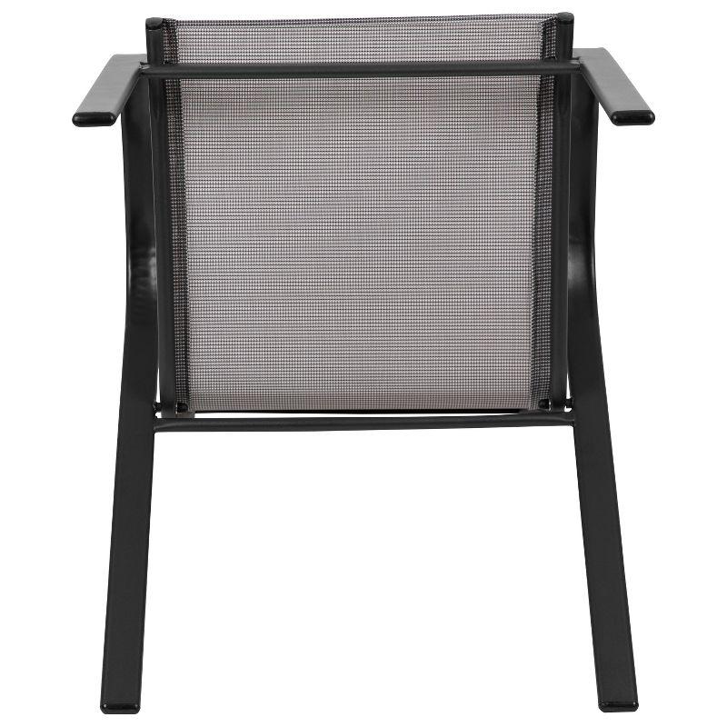 Emma and Oliver 4 Pack Gray Outdoor Stack Chair with Flex Comfort Material - Patio Stack Chair