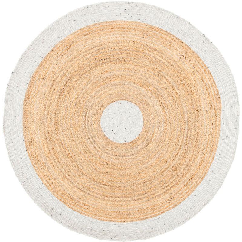 Braided BRD910 Hand Woven Indoor Area Rug - Light Grey/Natural - 6' Round - Safavieh