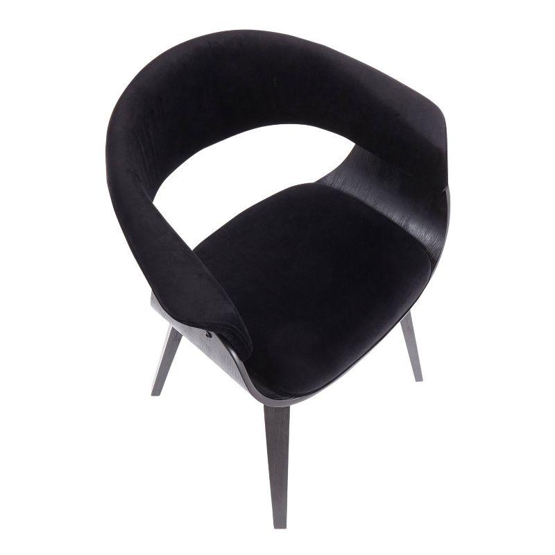 High Back Black Velvet and Wood Upholstered Chair