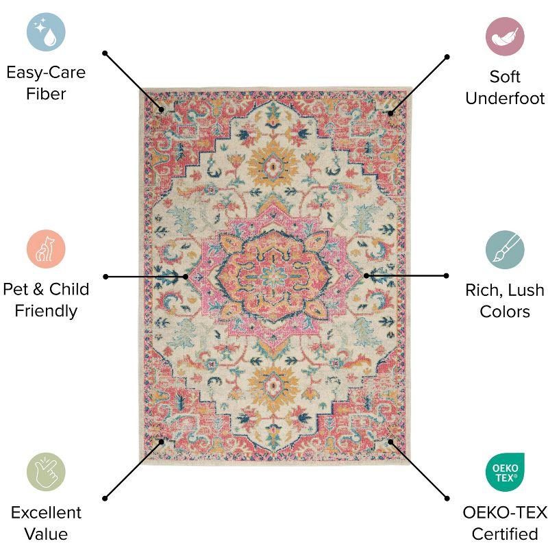 Nourison Passion Medallion Bohemian Indoor Rug Fuchsia 6'7" x 9'6"
