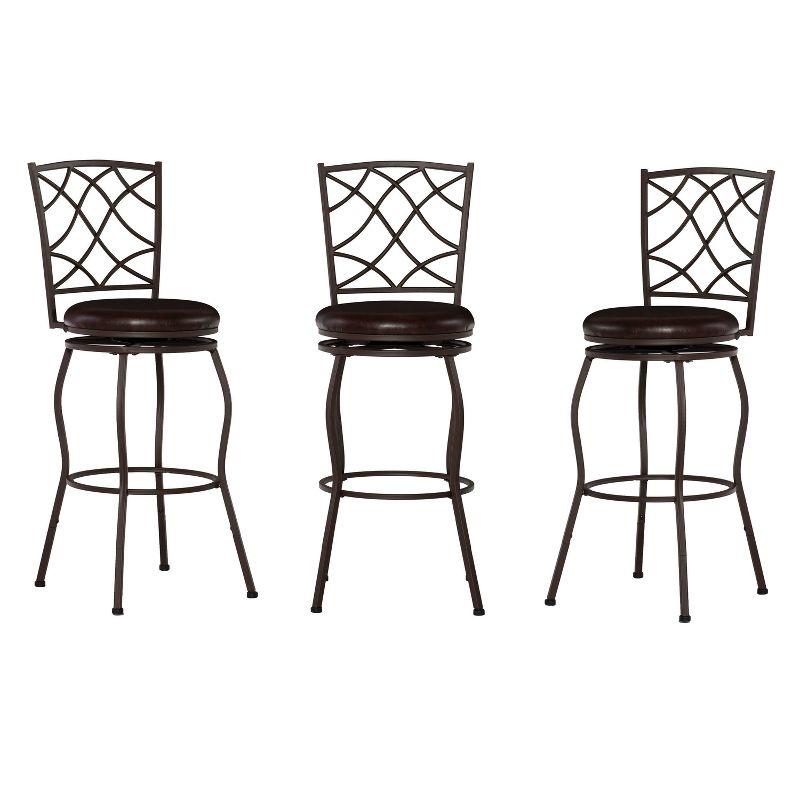 Casey Trio Brown Faux Leather Adjustable Swivel Stools