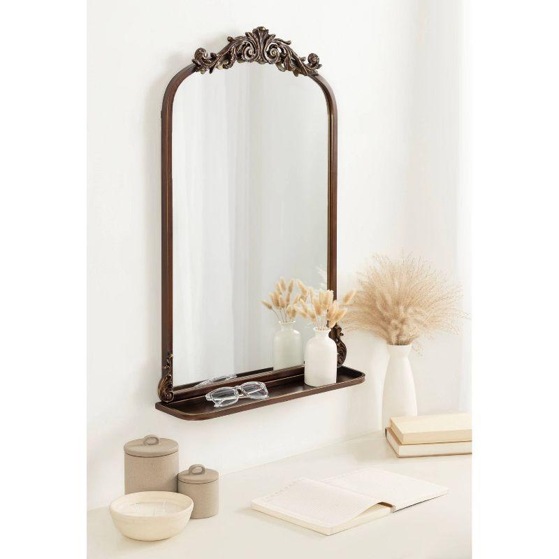 Kate & Laurel All Things Decor 21"x32" Arendahl Traditional Arch Mirror with Shelf Bronze: Elegant Wall-Mounted Metal Frame