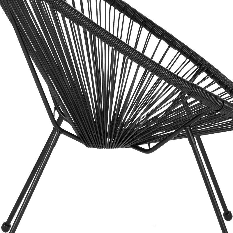 Black Woven Basket Papasan Bungee Lounge Chair