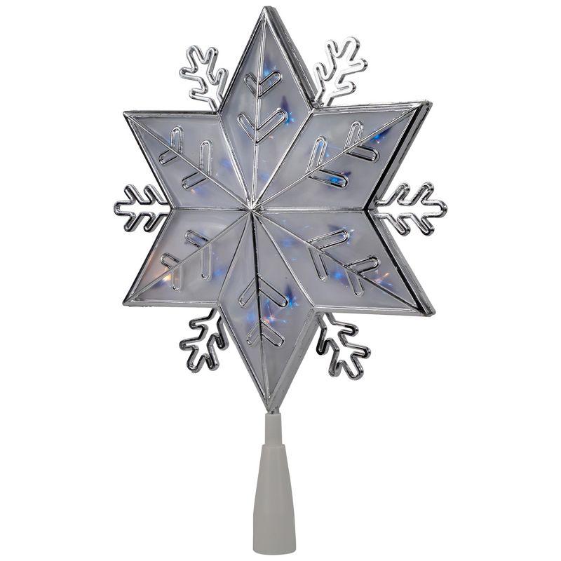 Northlight 10" Silver Snowflake Lighted Christmas Tree Topper - Blue Lights