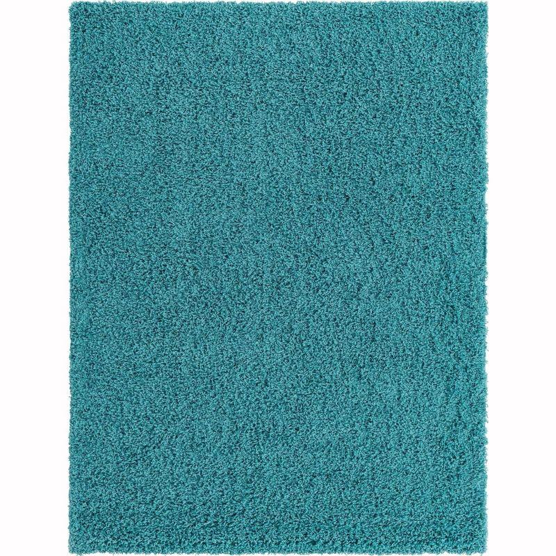 Reversible Blue Synthetic Shag Rug 4' x 6'