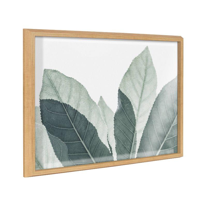 Modern Green Leaf Botanical Framed Glass Wall Art