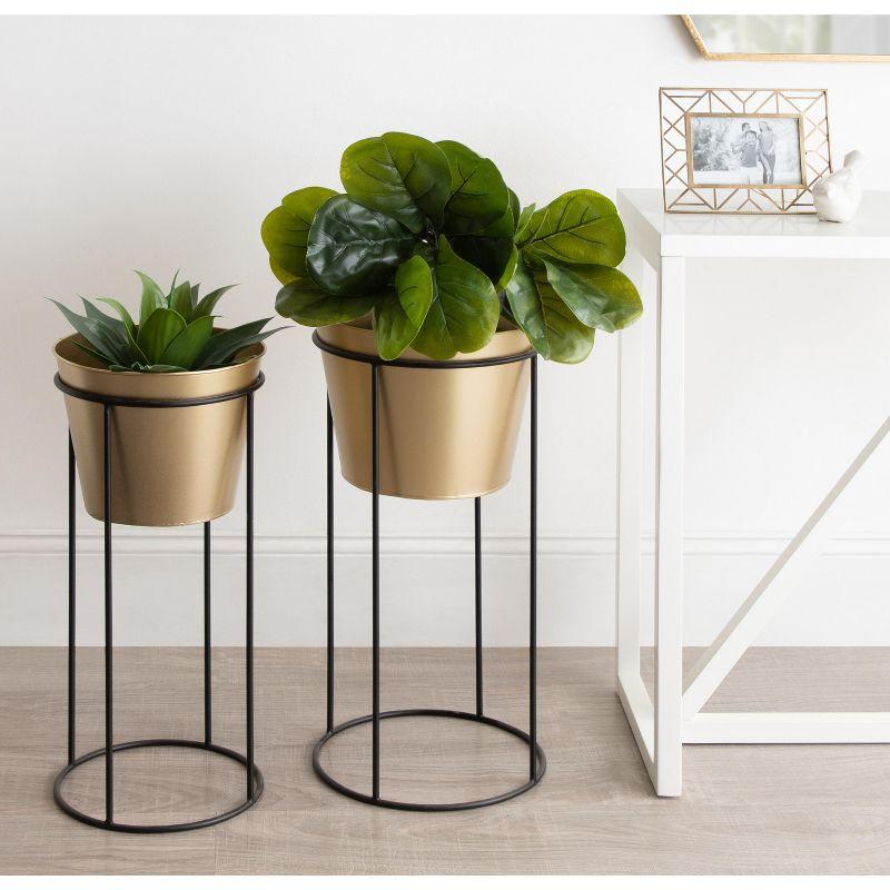 Kate and Laurel Sheely Metal Planter Stands with Pots