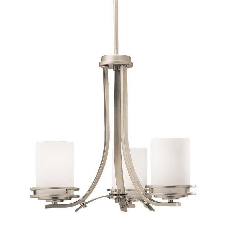 Hendrik 16.75" 3 Light Chandelier with Satin Etched Cased Opal Glass Brushed Nickel