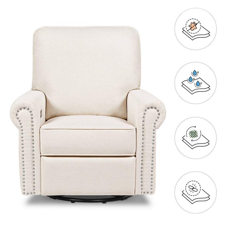 Cream Eco-Weave Swivel Recliner with USB Port