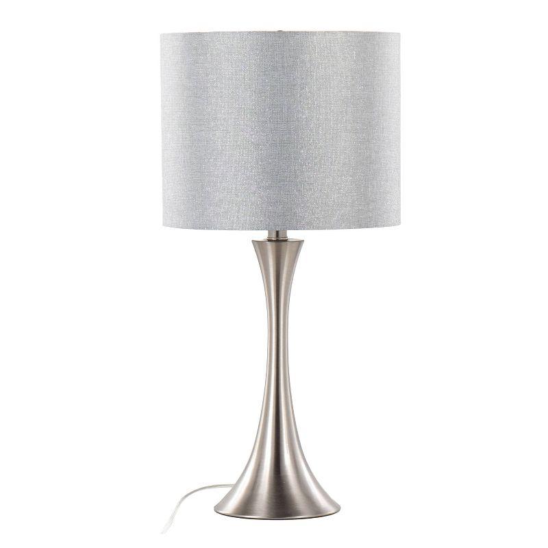 24" Pearl Silver Table Lamps with Grey Linen Shades, Set of 2