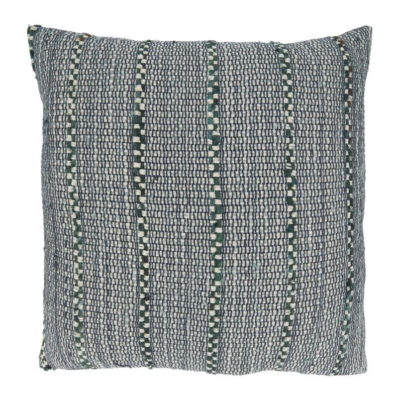 Blue Striped Cotton Throw Pillow with Poly Filling, 20" x 20"