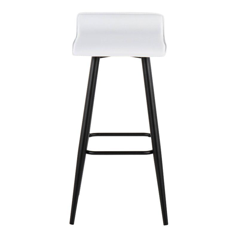 Set of 2 Ale Faux Leather/Steel Barstools Black/White - LumiSource: Upholstered Rectangle, Fixed Height, 250lbs Capacity