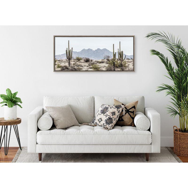 Kate and Laurel - Sylvie Tall Saguaro Cacti Desert Mountain Framed Canvas by The Creative Bunch Studio