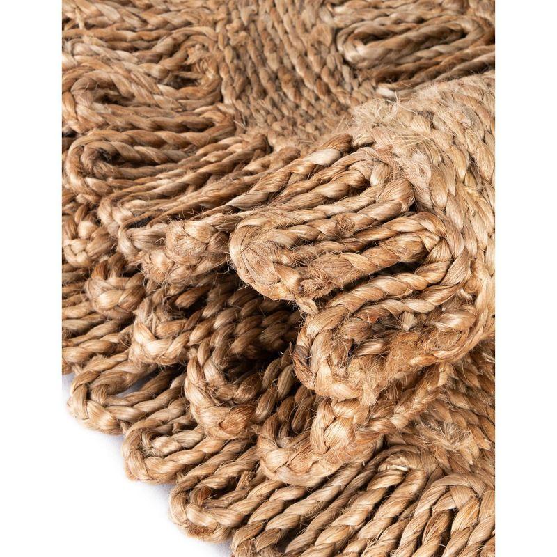 Unique Loom Braided Jute Floral Solid Indoor Braided Area Rug