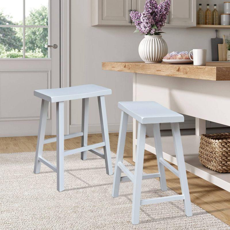 Davis Saddle Seat Counter Height Barstool White - International Concepts: Solid Wood, Rubberwood Legs, No Assembly Required