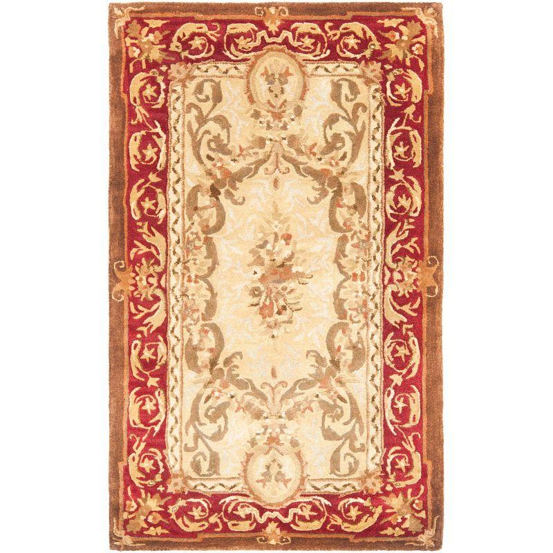 Elegant Empire Hand-Tufted Wool Rug in Light Gold and Red, 3' x 5'