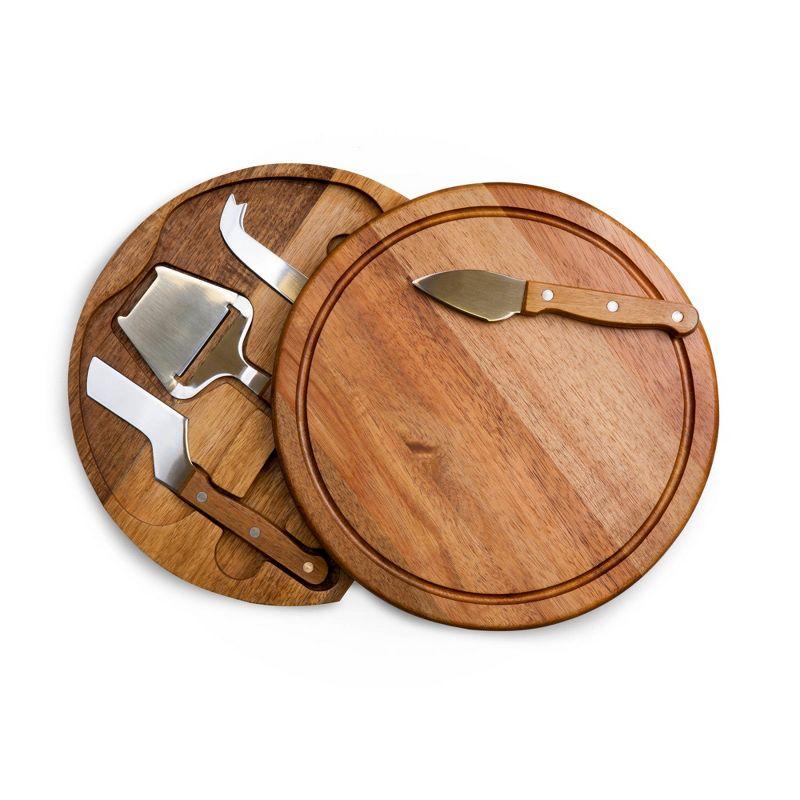 Acacia Wood Round Cheese Serving Board with Tools Set